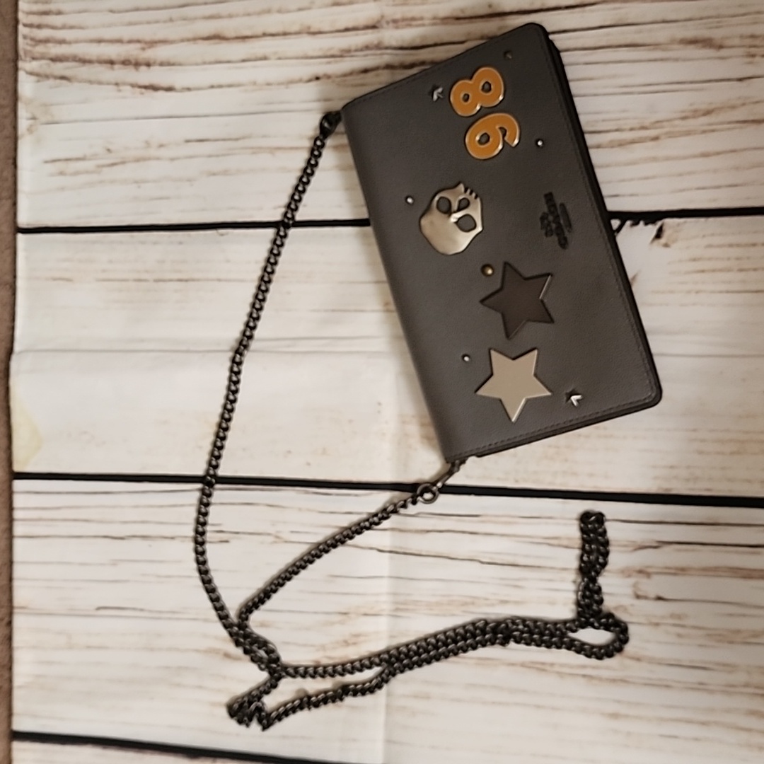 Custom Coach Leather Clutch With Chain Strap To Convert To A Shoulder Bag.